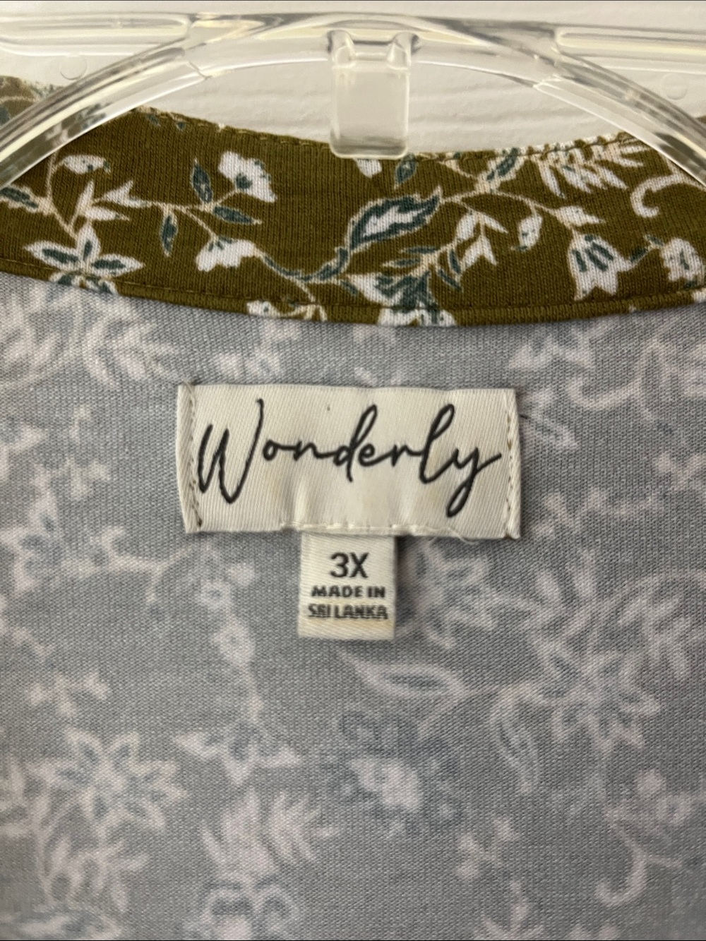 Wonderly Olive Green Floral Tiered Button Front V-Neck Blouse - Picture 2 of 6
